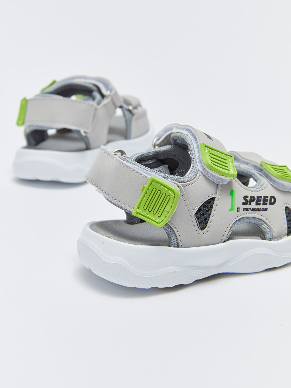 Gri Cırt Cırtlı Erkek Bebek Sandalet-4