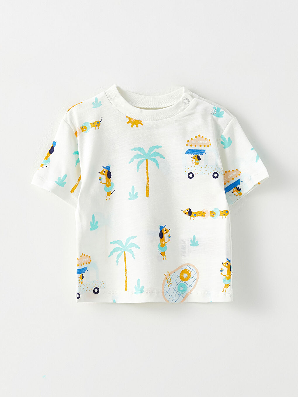 Crew Neck Short Sleeve Printed Cotton Baby Boy T-Shirt 2 Pieces-3
