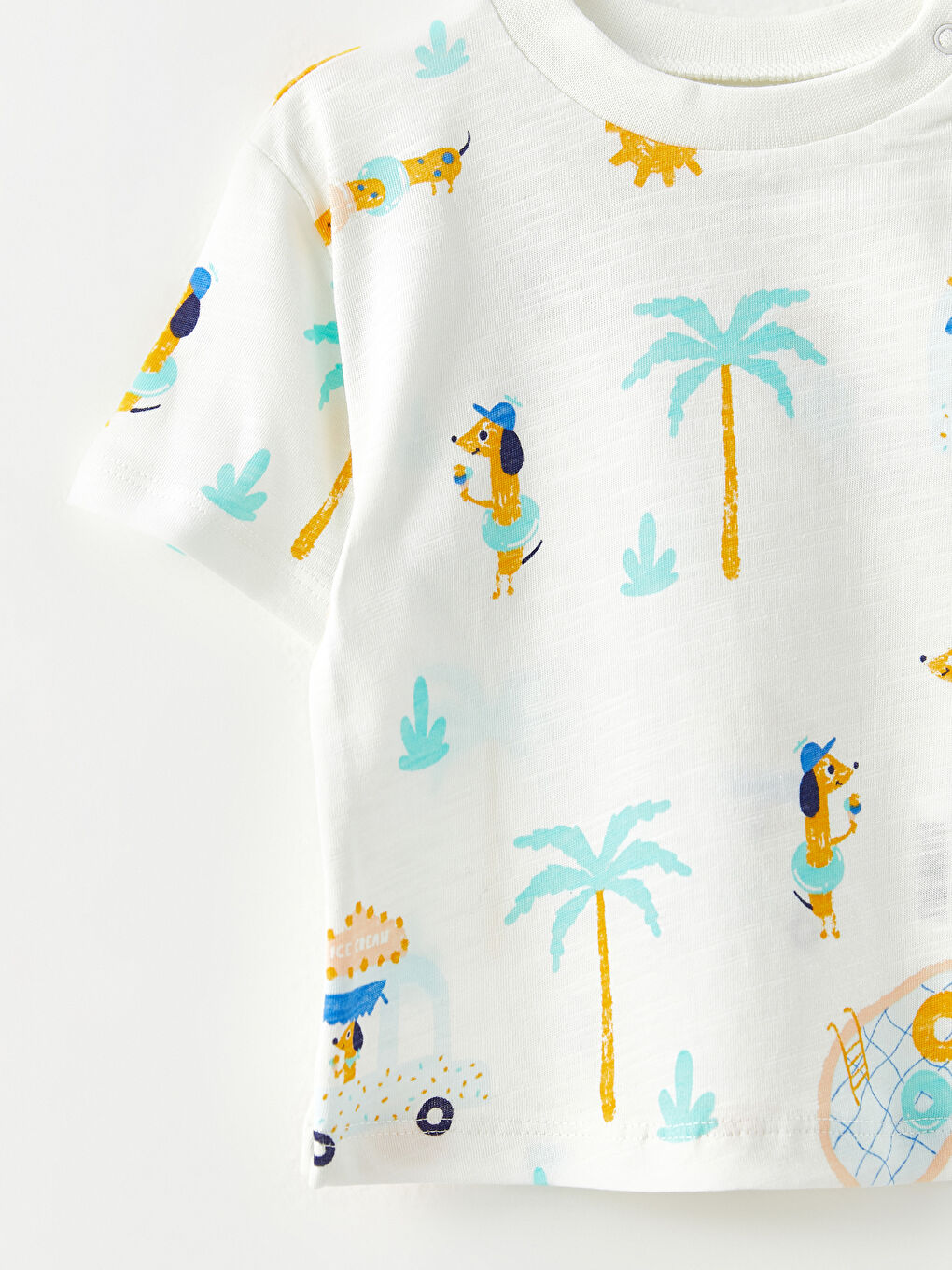 Crew Neck Short Sleeve Printed Cotton Baby Boy T-Shirt 2 Pieces-4