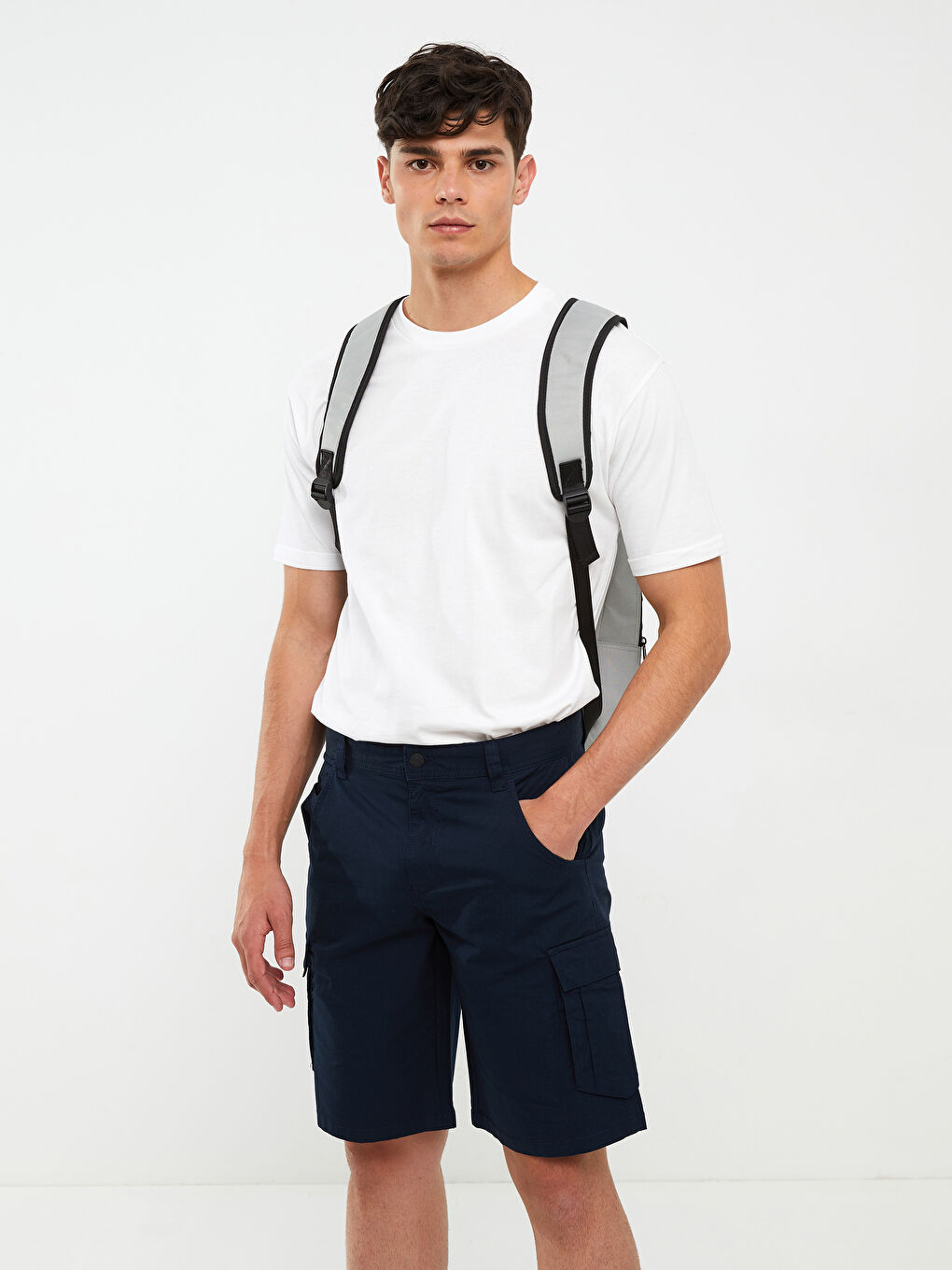 Lacivert Standart Kalıp Erkek Kargo Şort