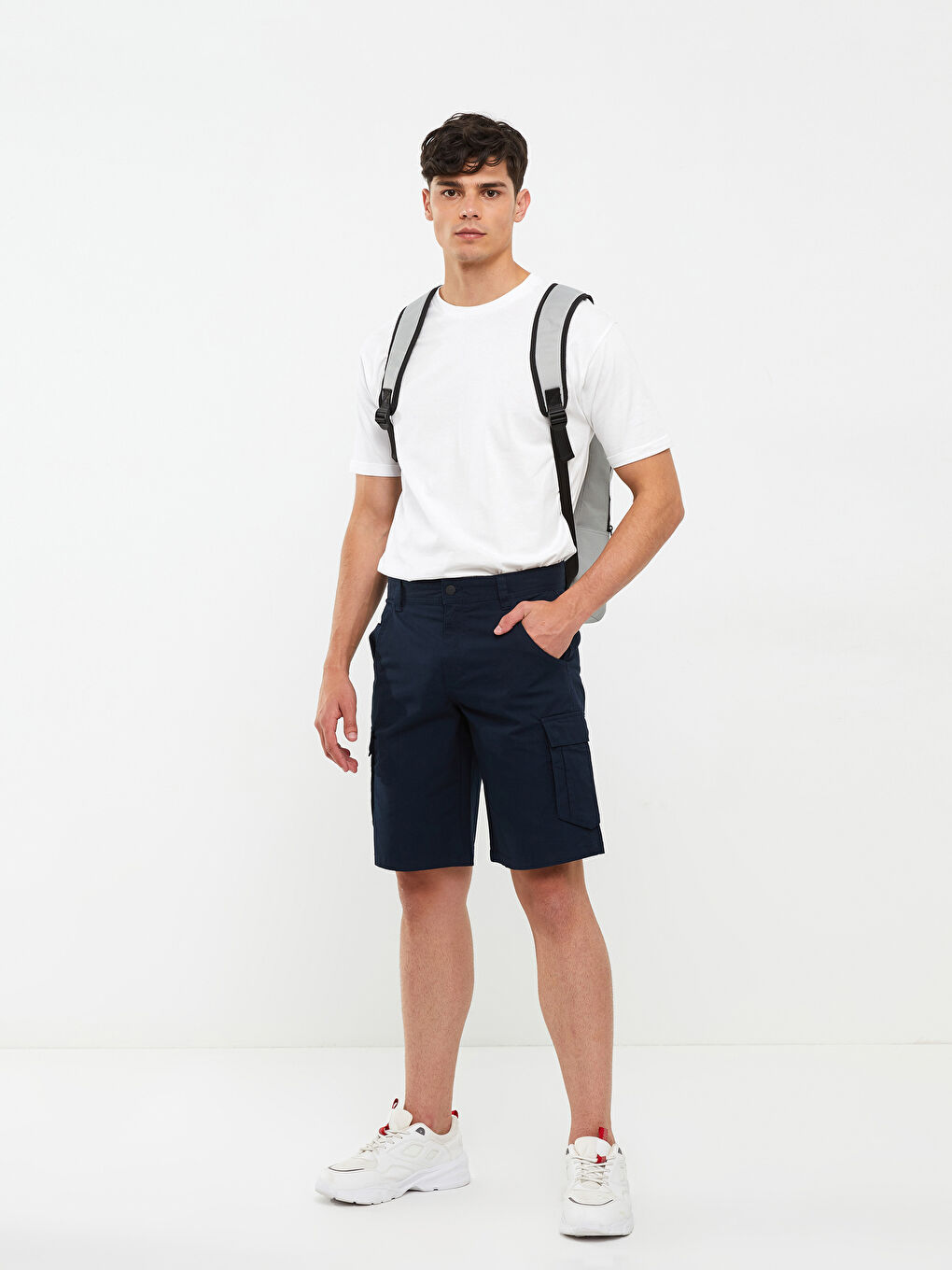 Lacivert Standart Kalıp Erkek Kargo Şort-1