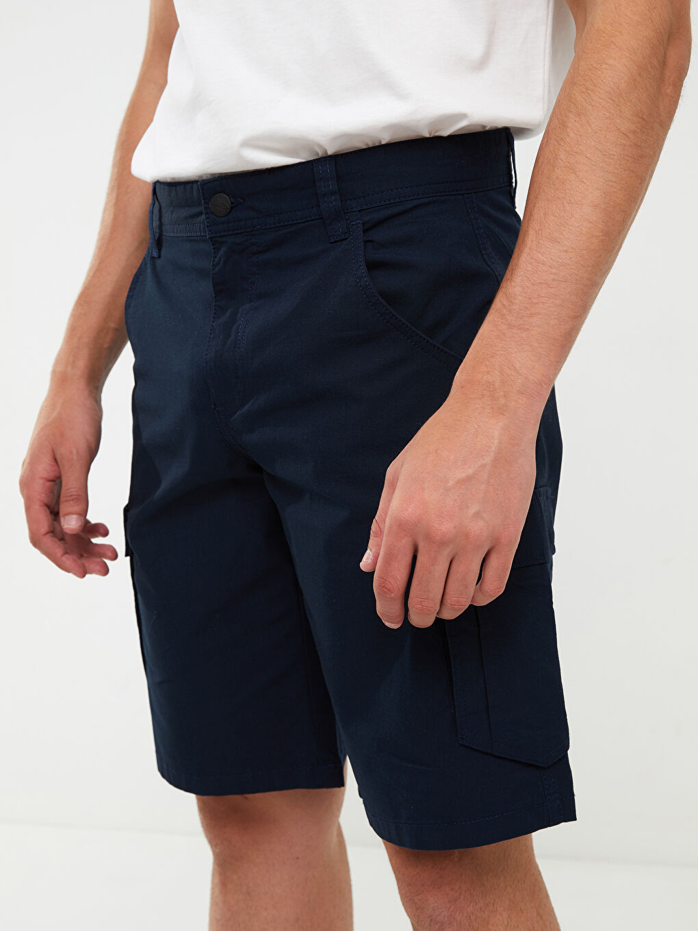 Lacivert Standart Kalıp Erkek Kargo Şort-3