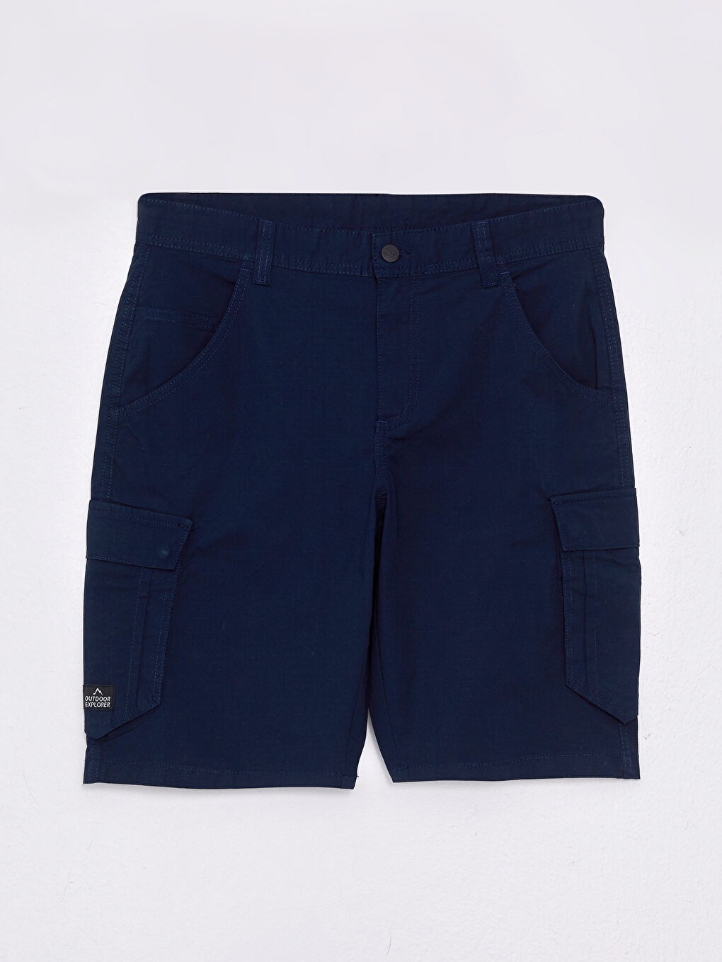 Lacivert Standart Kalıp Erkek Kargo Şort-5