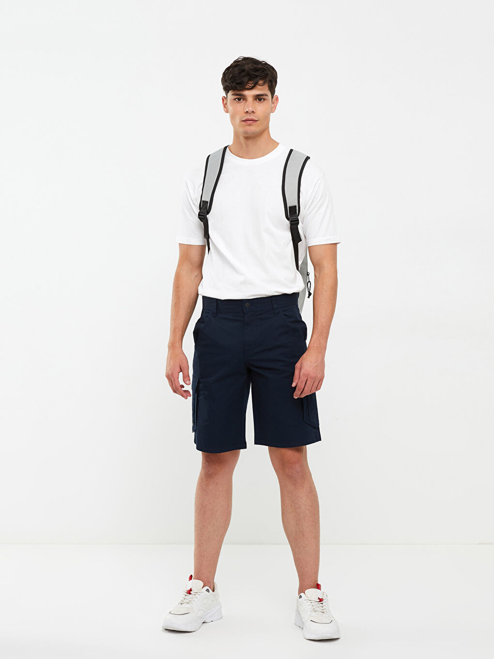 Lacivert Standart Kalıp Erkek Kargo Şort