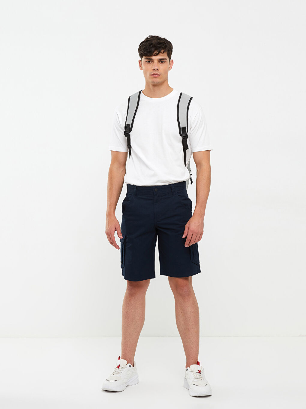 Lacivert Standart Kalıp Erkek Kargo Şort-1