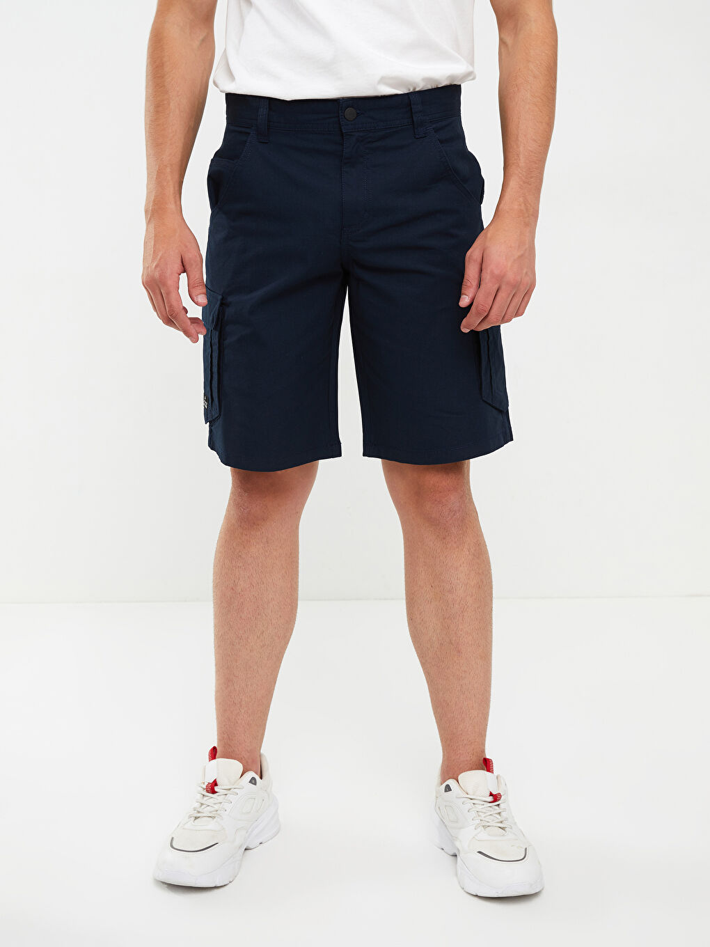 Lacivert Standart Kalıp Erkek Kargo Şort-2