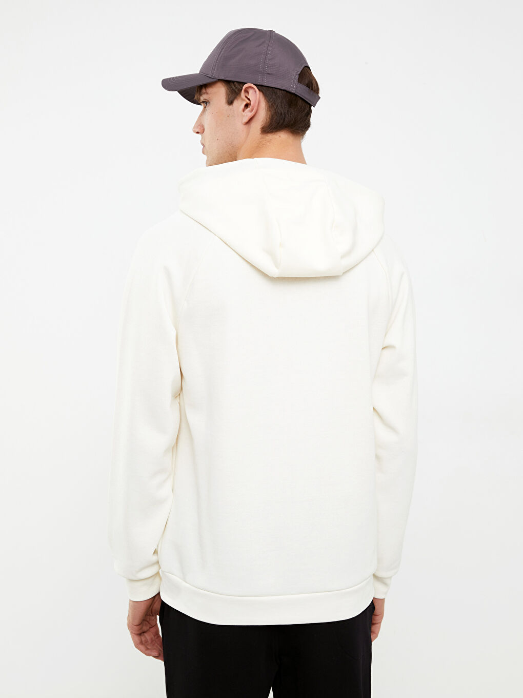 Ekru Uzun Kollu Erkek Hoodie-4