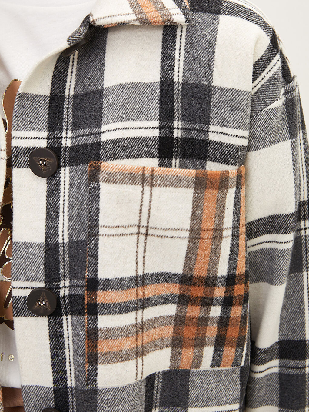 Женская рубашка из габардина в клетку с длинными рукавами и застежкой спереди на пуговицах-6