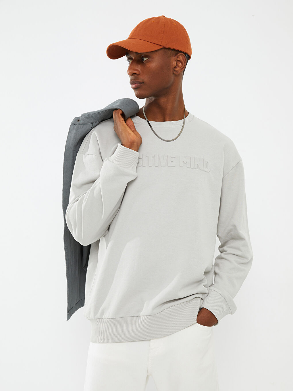 Oversize Crew Neck Long Sleeve Printed Men's Sweatshirt-1