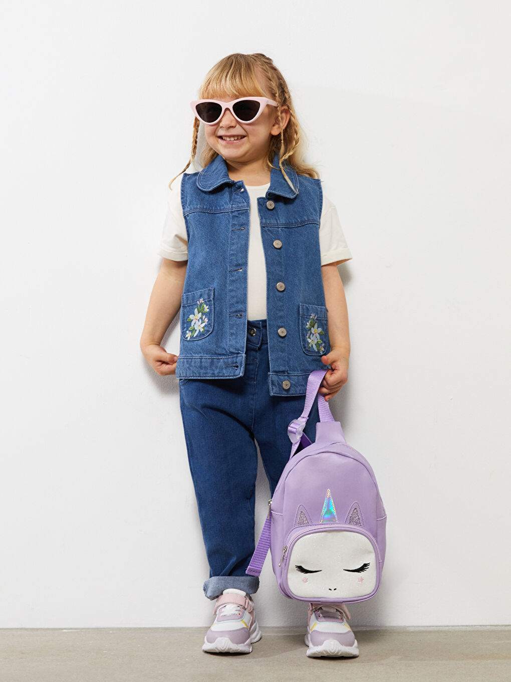 Elasticated Waist Basic Baby Girls' Jeans-1