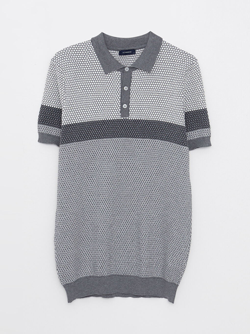 Polo Neck Short Sleeve Striped Men's Knitwear Sweater -S2BY70Z8-CTK