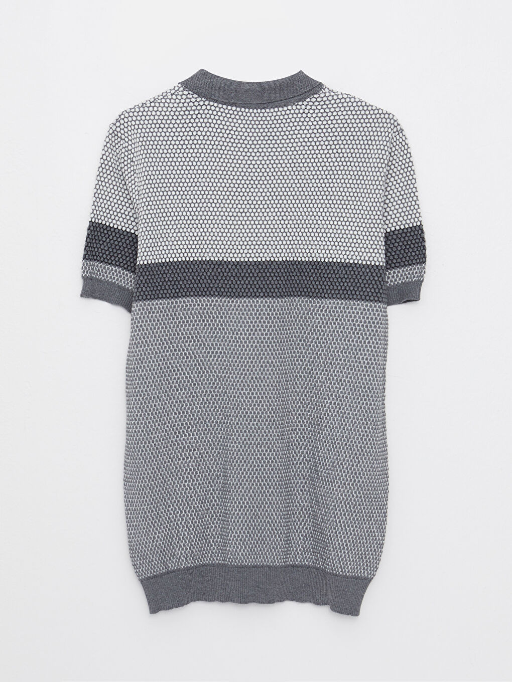 Polo Neck Short Sleeve Striped Men's Knitwear Sweater -S2BY70Z8-CTK