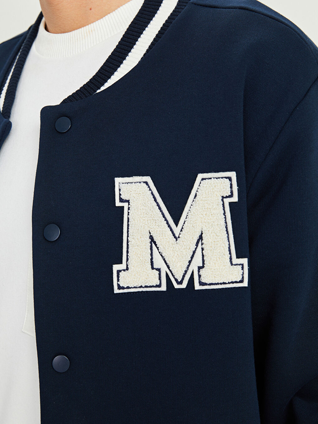 Lacivert Oversize Kolej Yaka Erkek Mont-3