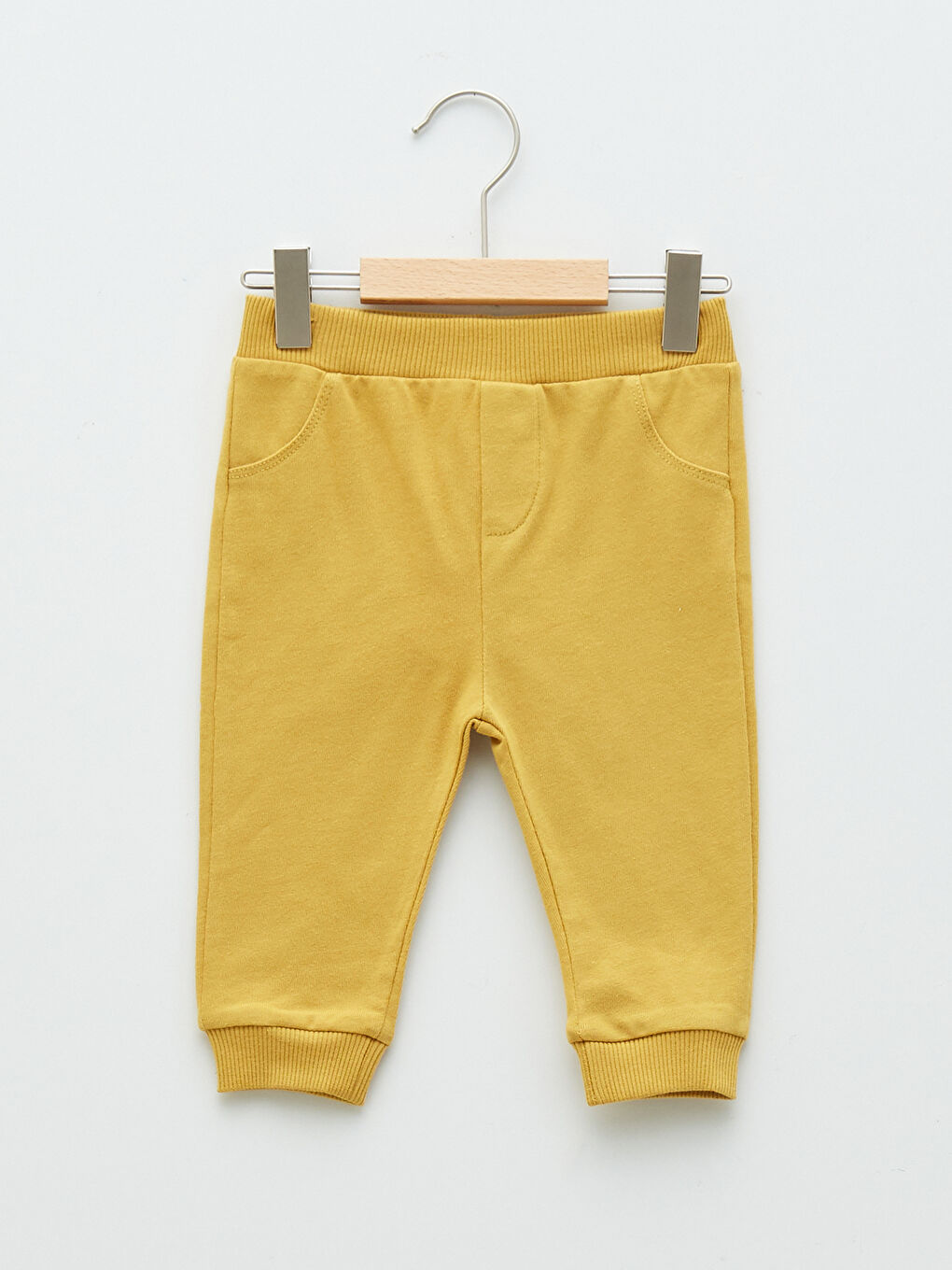 Sarı Beli Lastikli Basic Pamuklu Erkek Bebek Pantolon 2'li-1