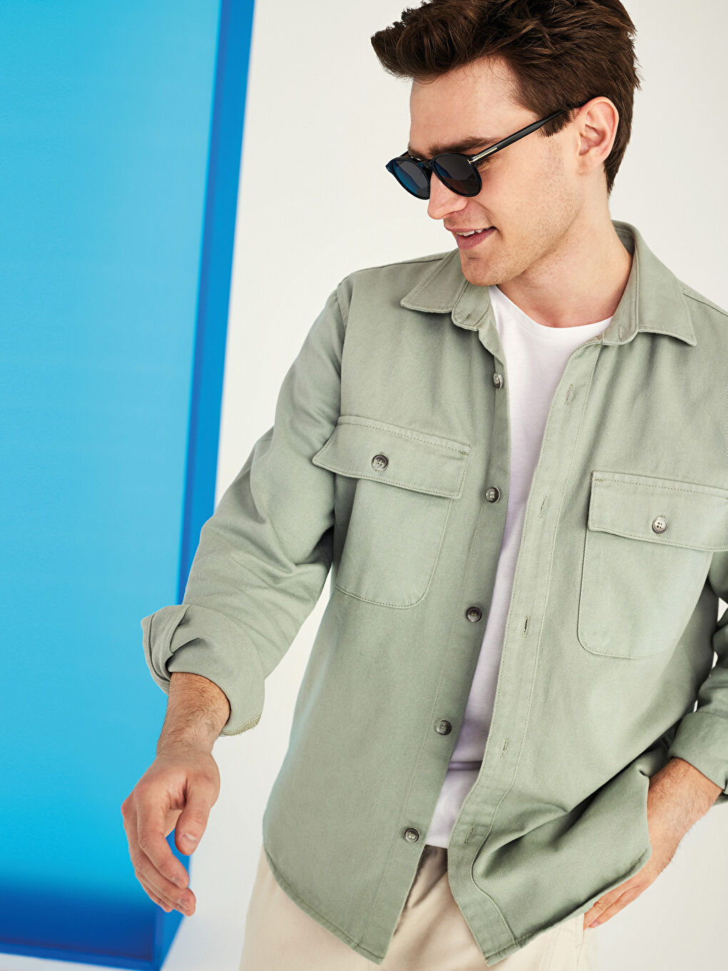 Regular Fit Long Sleeve Men's Denim Shirt