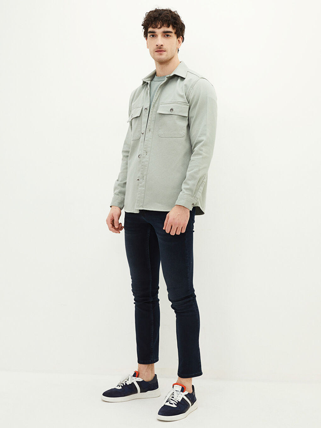 Regular Fit Long Sleeve Men's Denim Shirt-4