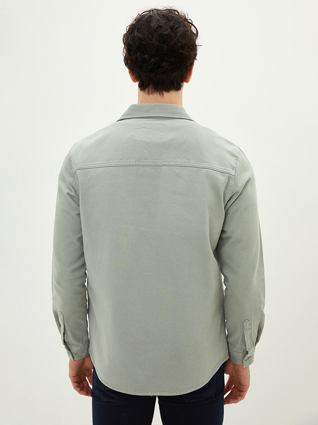 Regular Fit Long Sleeve Men's Denim Shirt-6