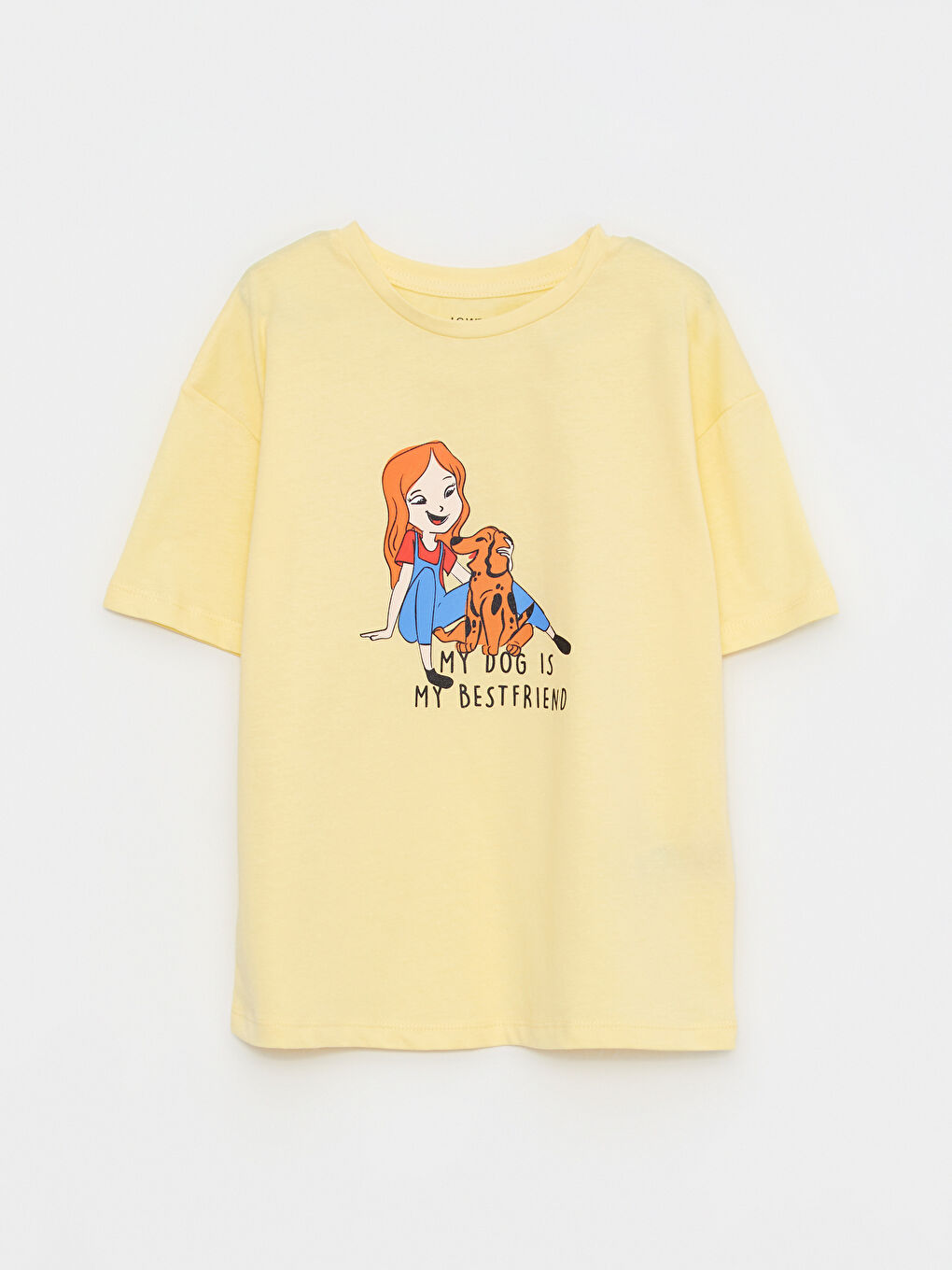 Crew Neck Printed Short Sleeve Cotton Girl T-shirt