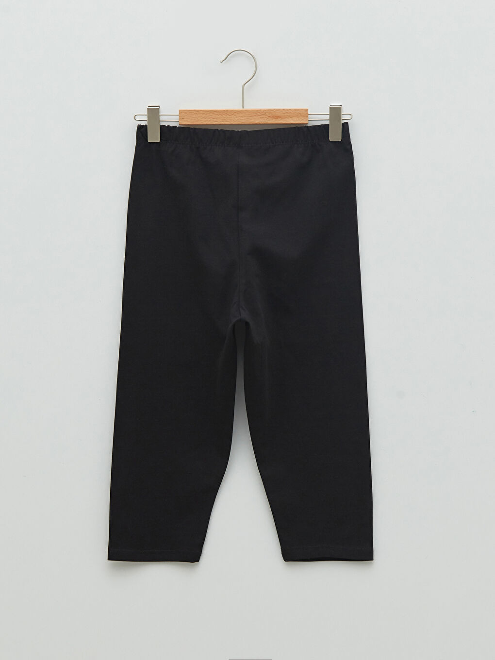 Siyah Beli Lastikli Baskılı Pamuklu Kız Çocuk Tayt-1