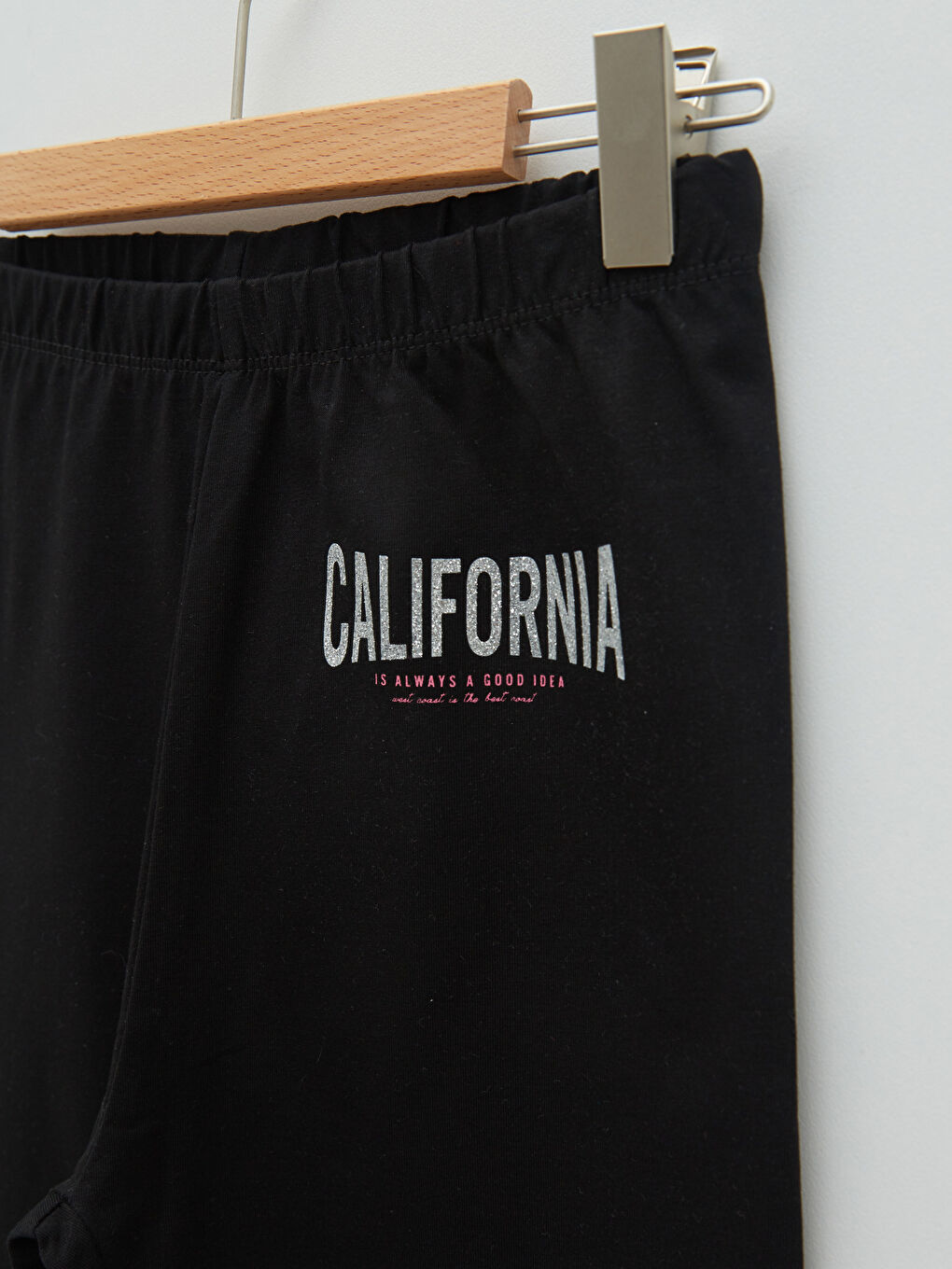 Siyah Beli Lastikli Baskılı Pamuklu Kız Çocuk Tayt-2