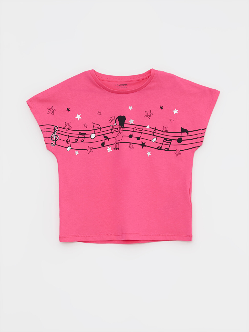 T-shirt Fille en Coton à Manches Courtes Imprimé Col Rond