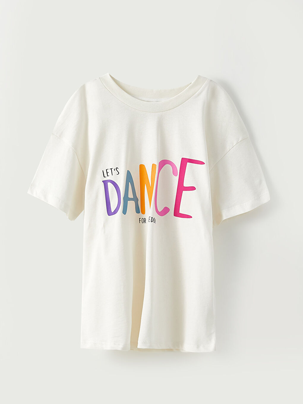 Crew Neck Printed Short Sleeve Cotton Girl T-shirt