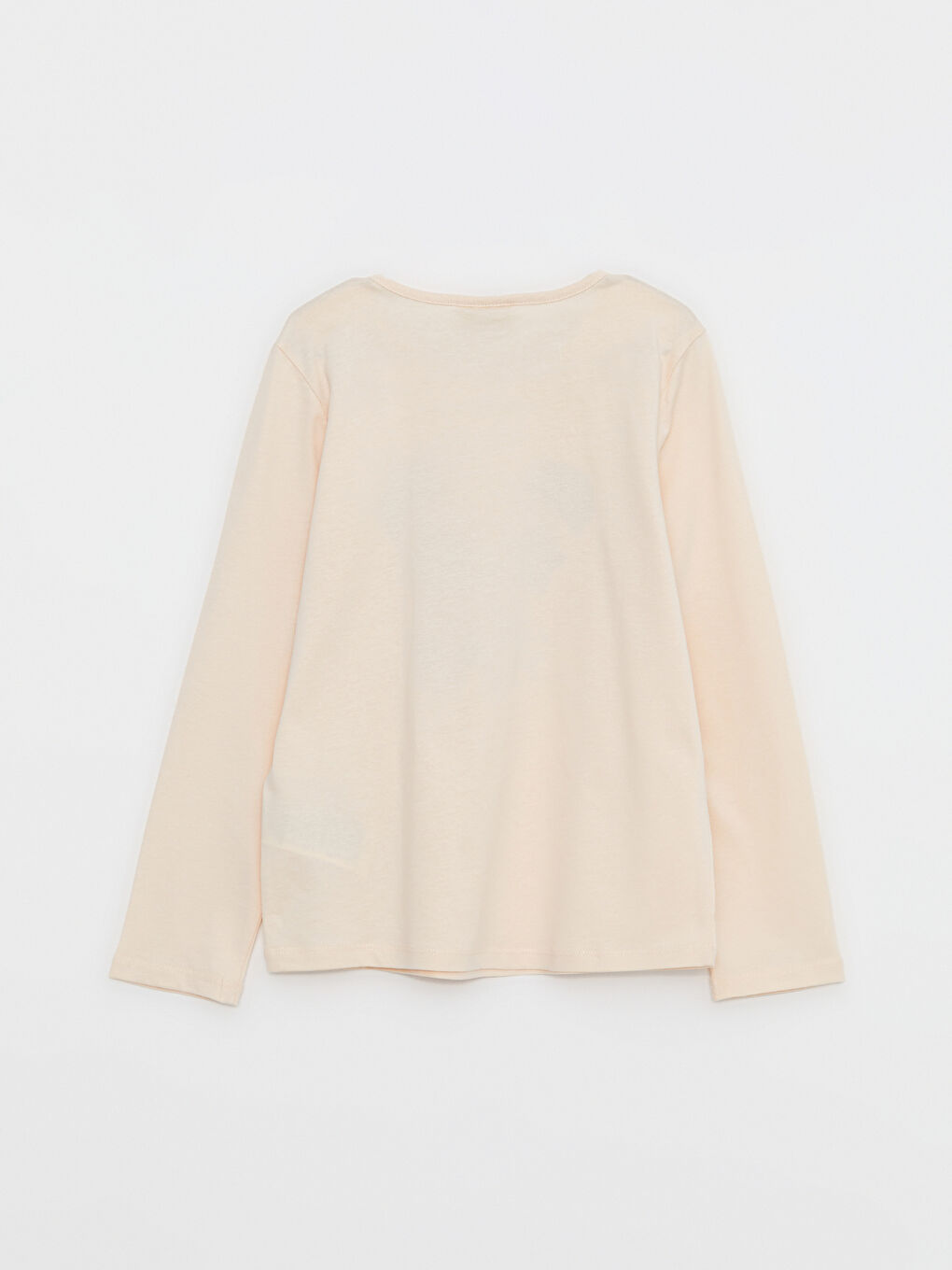 تيشيرت قطن بناتي مطبوع بكم طويل وفتحة رقبة مستديرة-1