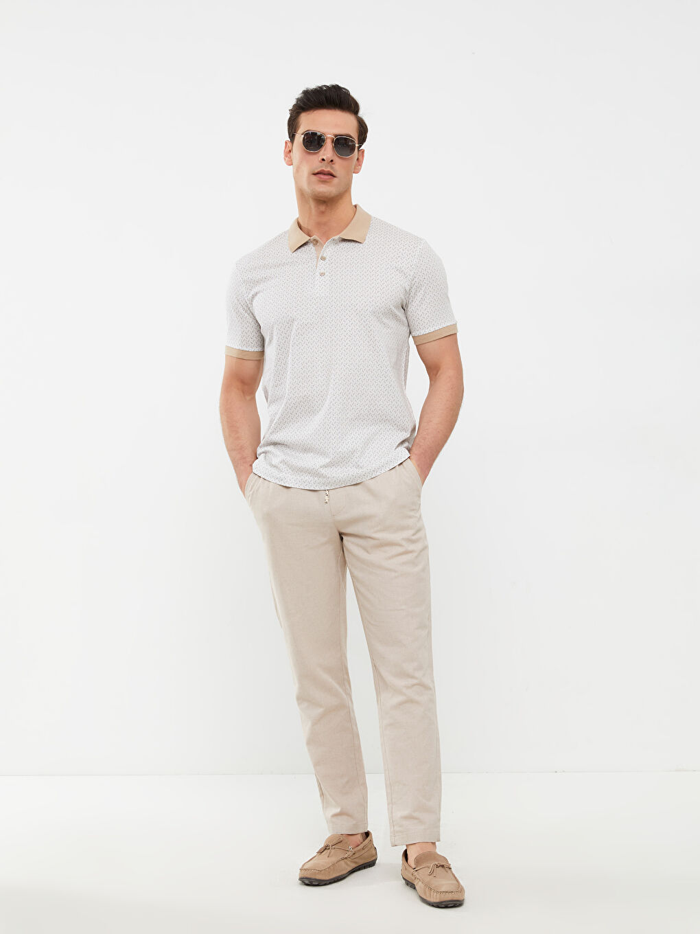 Polo Neck Short Sleeve Patterned Jersey Men's T-Shirt