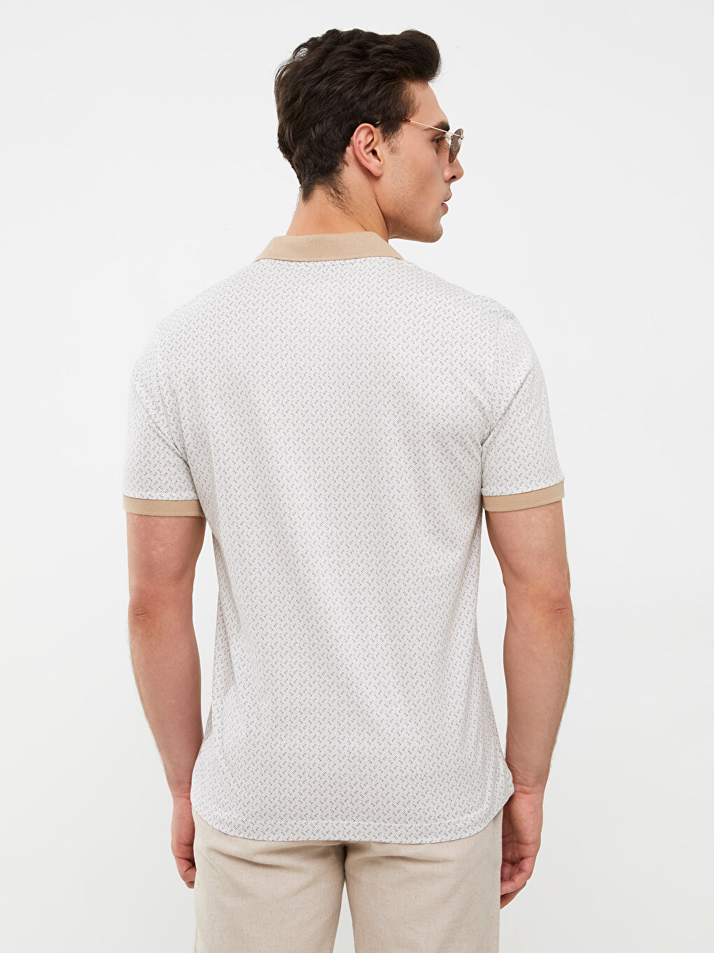 Polo Neck Short Sleeve Patterned Jersey Men's T-Shirt-4