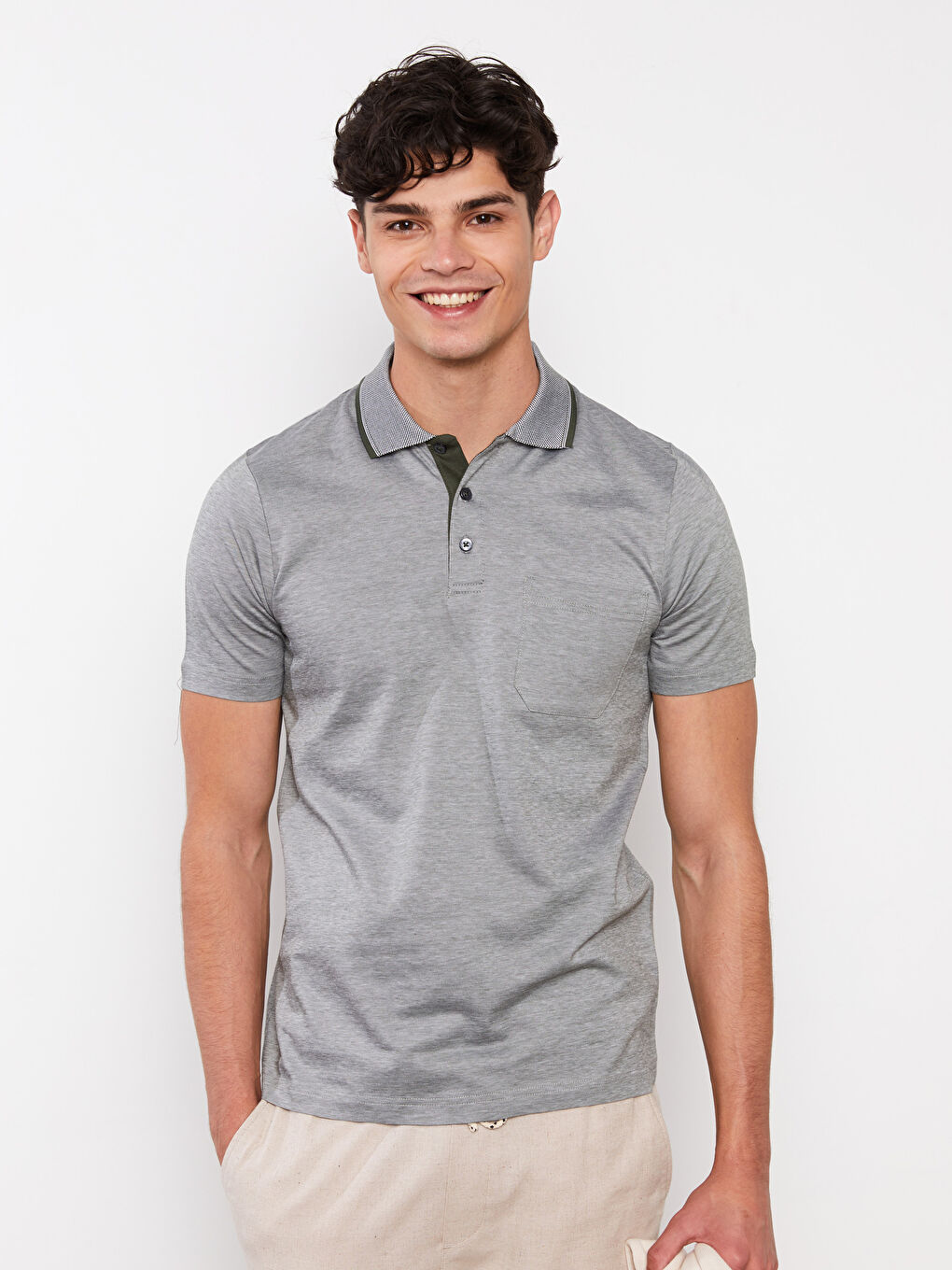 LC Waikiki Mercerized Polo Neck Short Sleeve Men's T-Shirt -S2CA22Z8-GMV