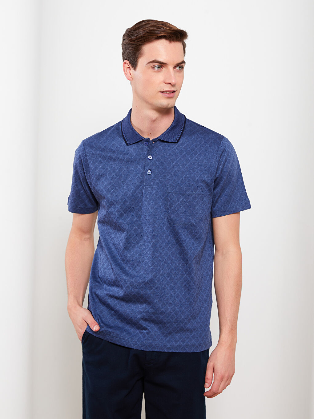 Mercerized Polo Neck Short Sleeve Men's T-Shirt