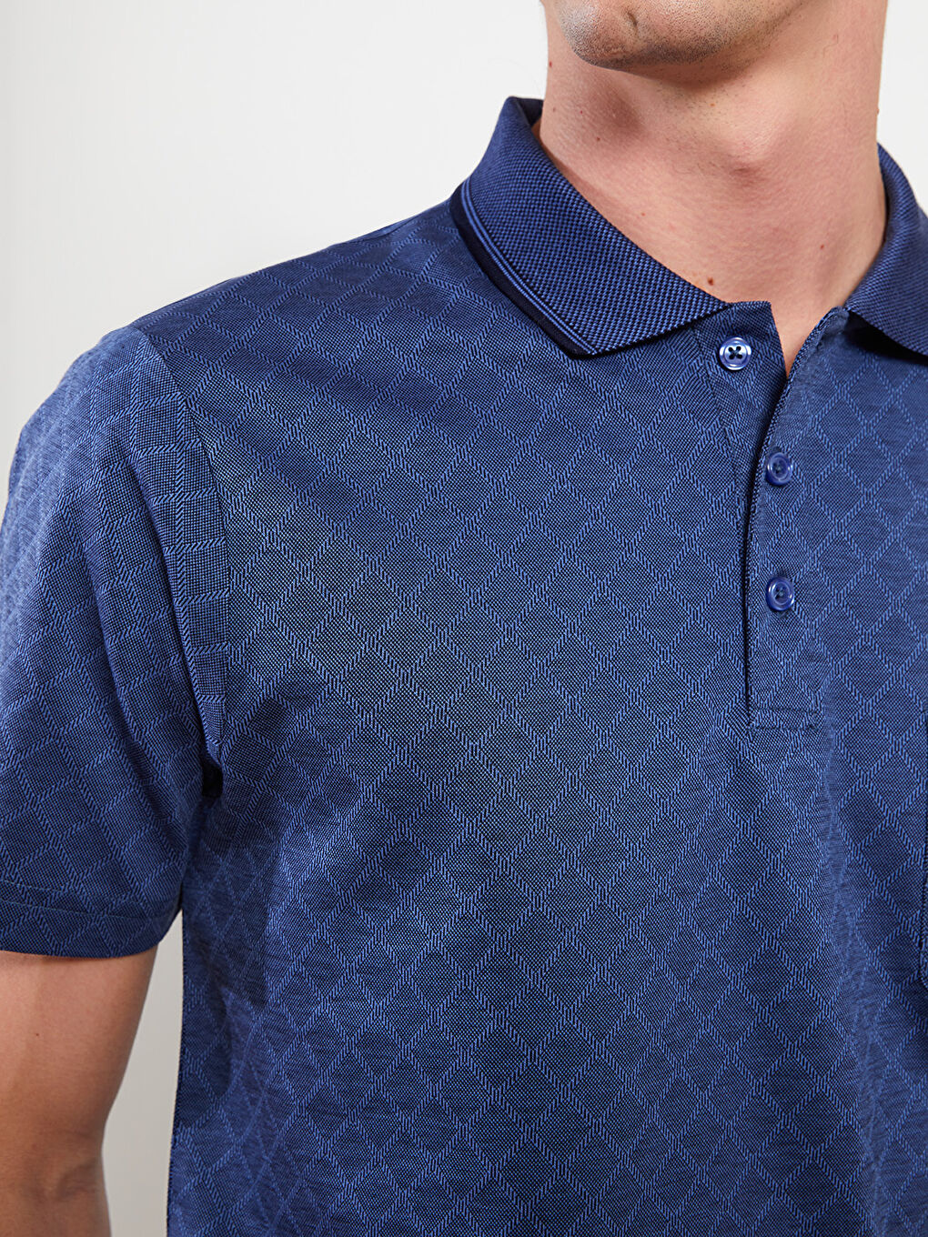 Mercerized Polo Neck Short Sleeve Men's T-Shirt-3