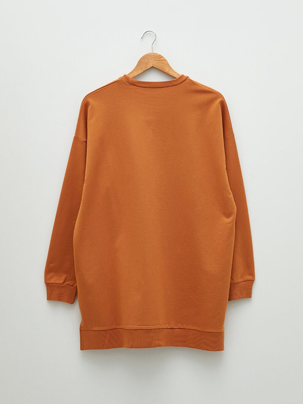 Sarı Bisiklet Yaka Düz Uzun Kollu Kadın Sweatshirt Tunik-6