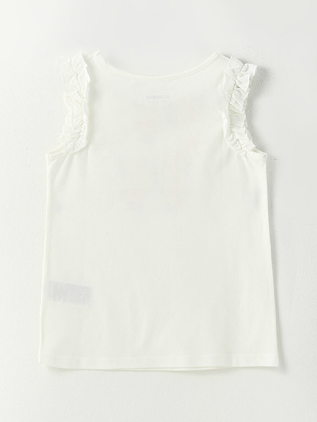 Ekru Bisiklet Yaka Baskılı Pamuklu Kız Çocuk Atlet-1