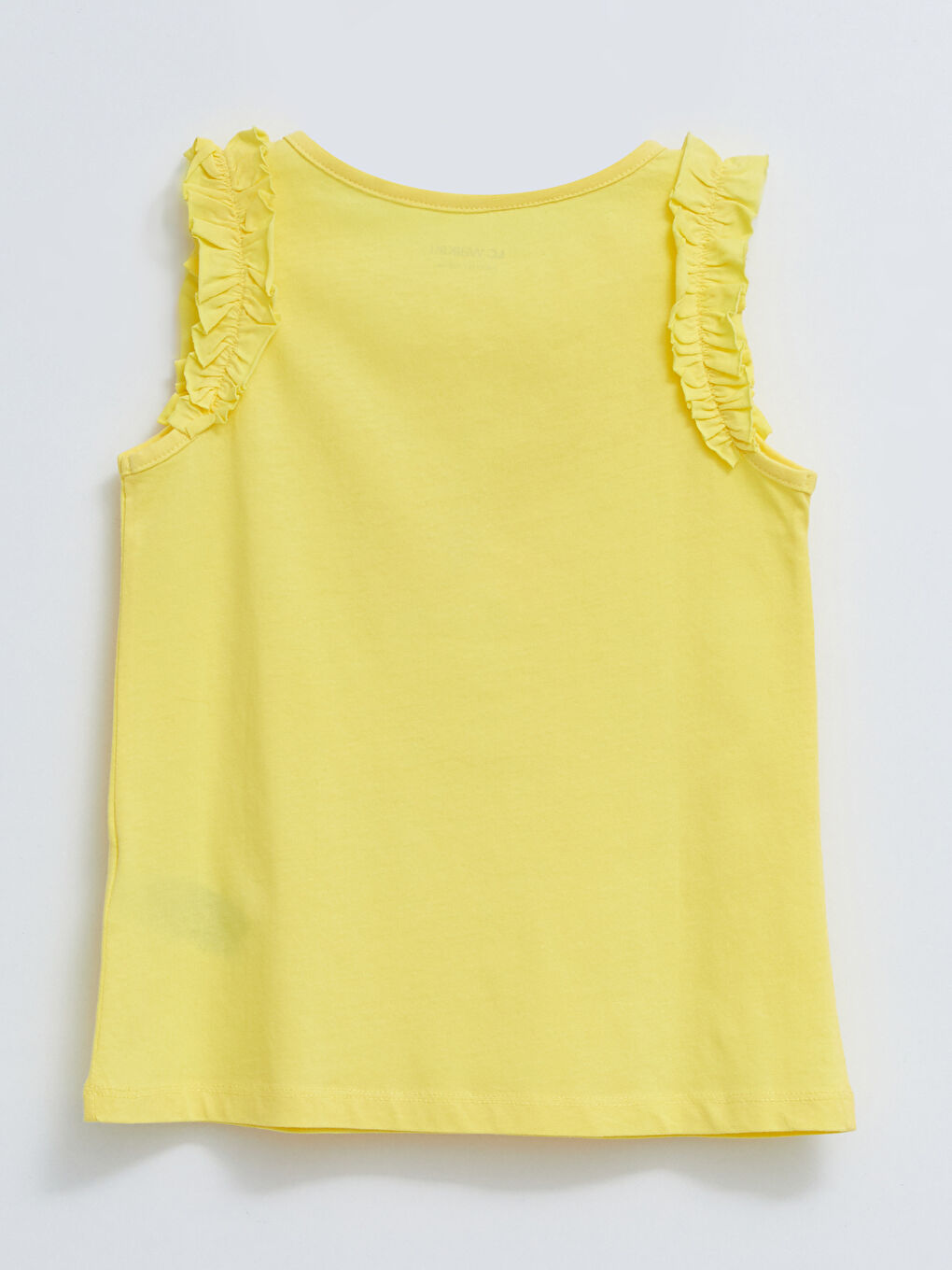 Sarı Bisiklet Yaka Baskılı Pamuklu Kız Çocuk Atlet-1