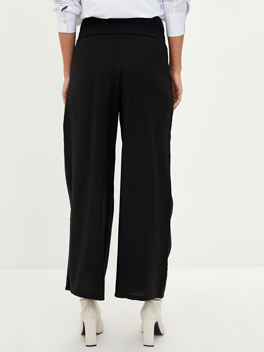 بنطلون حوامل رجل واسعة بتفاصيل جيب وقصة مستقيمة وخصر مريح-5