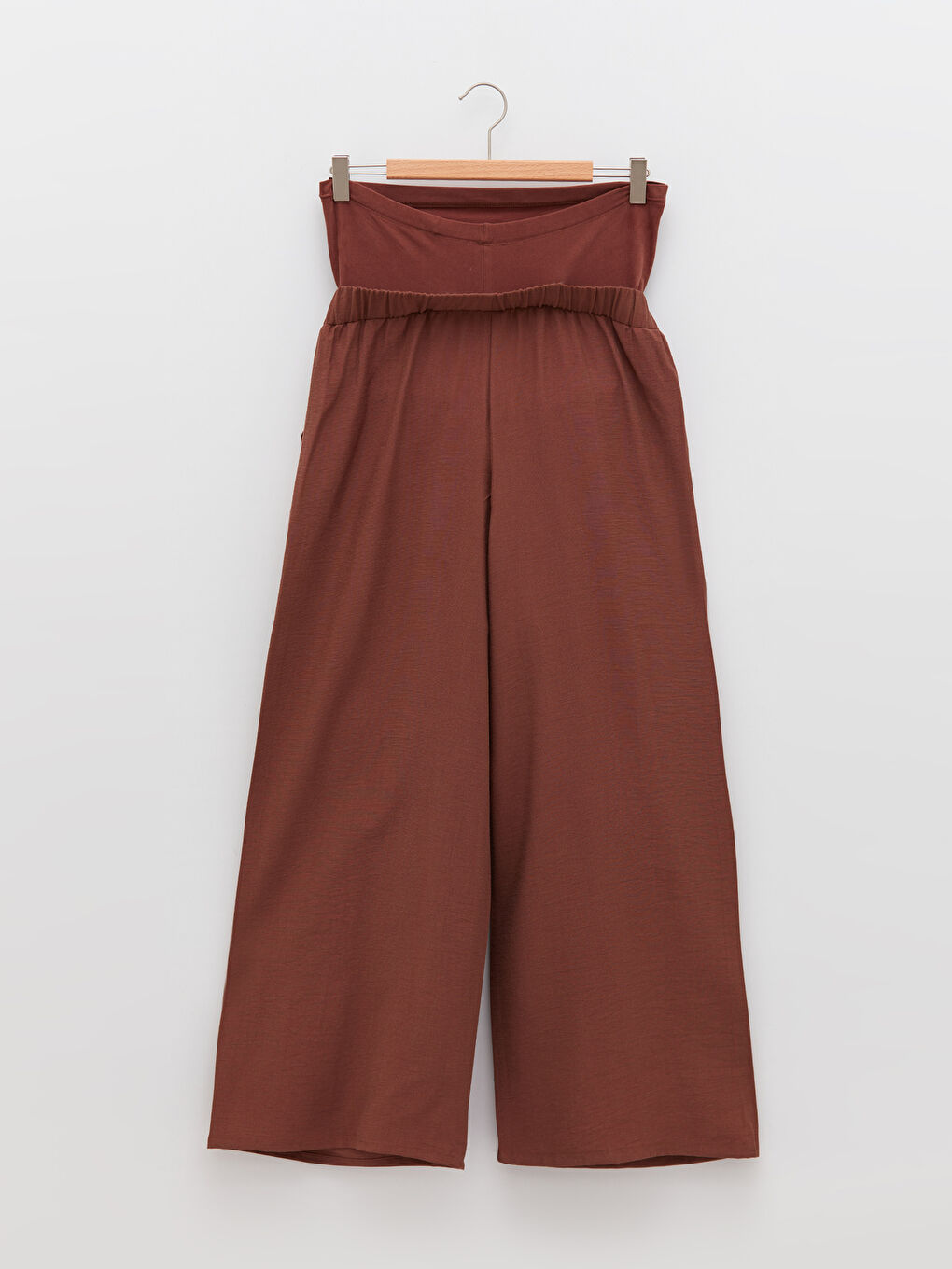 Tummy Paneled Straight Pocket Detailed Wide Leg Maternity Trousers -S2CA48Z8-HHB