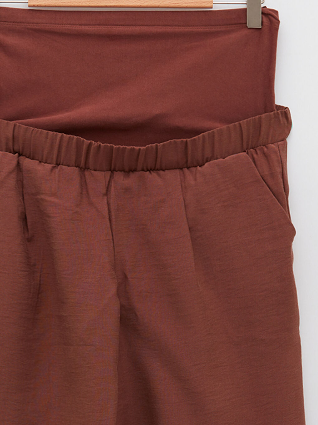 Tummy Paneled Straight Pocket Detailed Wide Leg Maternity Trousers -S2CA48Z8-HHB
