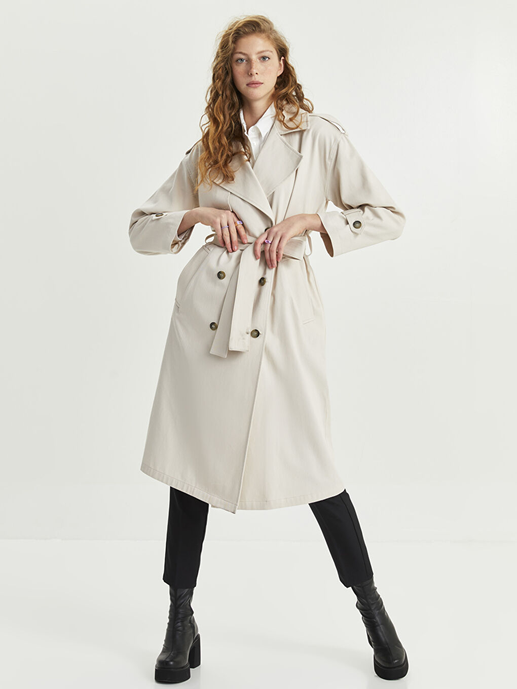 XSIDE Jackenkragen Regulär Langarm Trenchcoat für Damen -S2CA58Z8-SAW