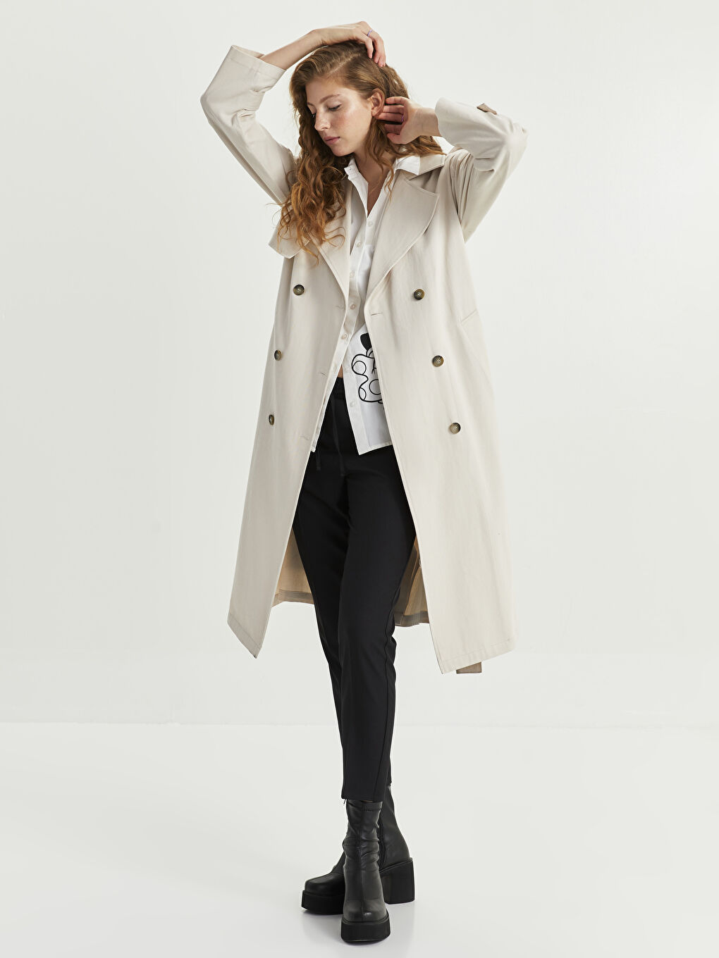 XSIDE Jackenkragen Regulär Langarm Trenchcoat für Damen -S2CA58Z8-SAW