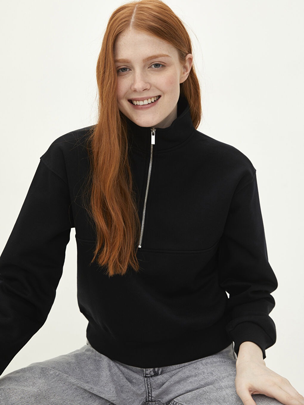 funnel neck women's sweatshirt