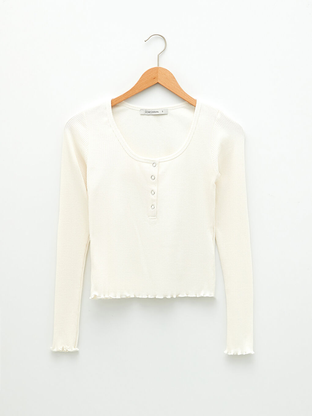 U Neck Straight Long Sleeve Women T-Shirt-6