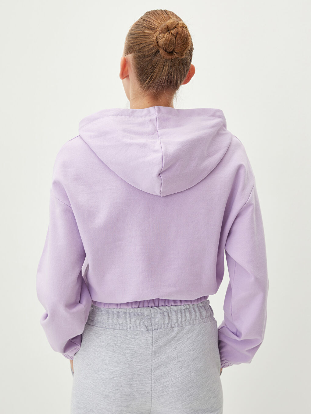 LCW Vision Schlichtes Langarm-Kapuzensweatshirt für Damen -S2CA75Z8-G3W