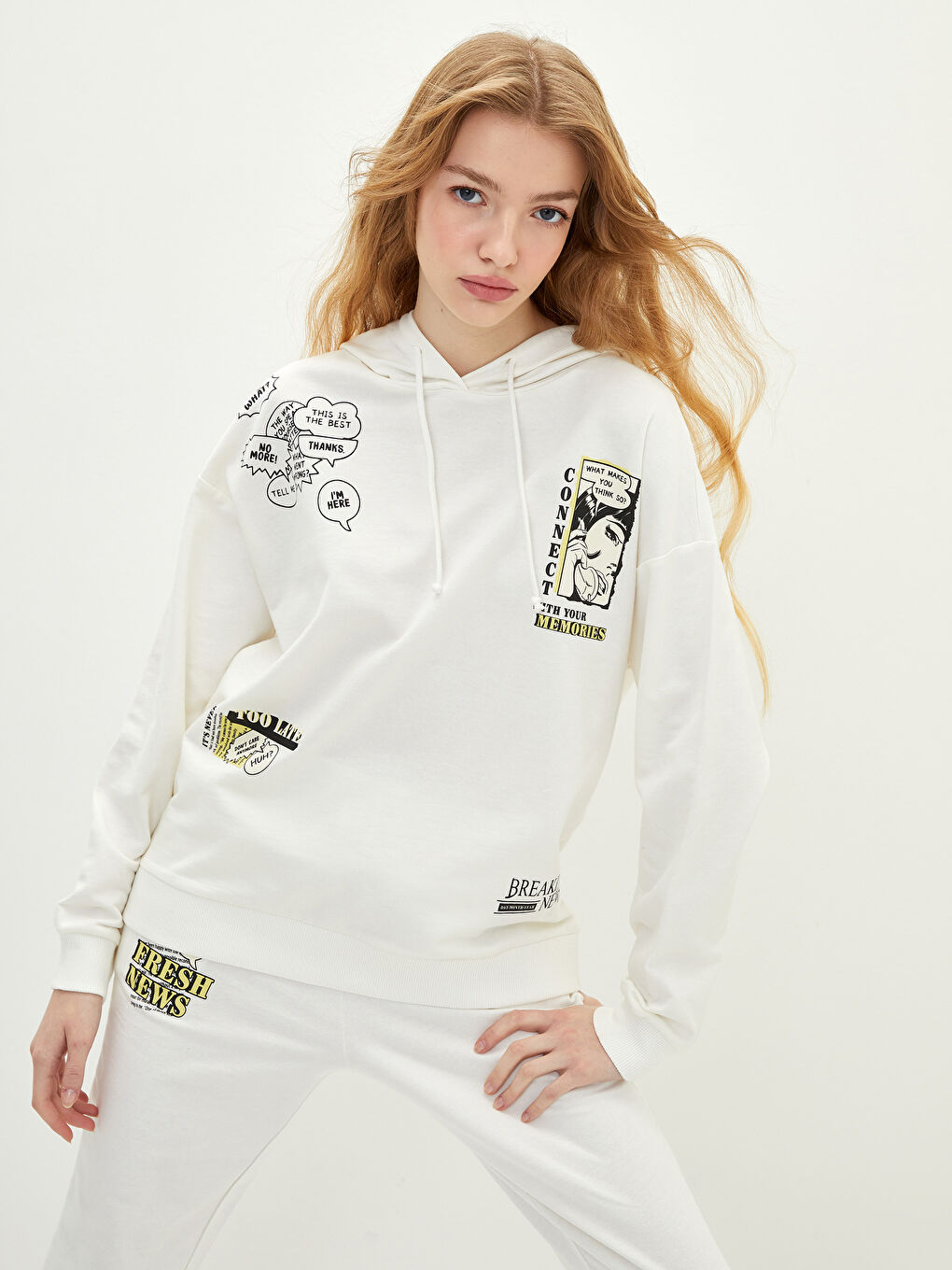 هودي كم طويل مطبوع للسيدات-1