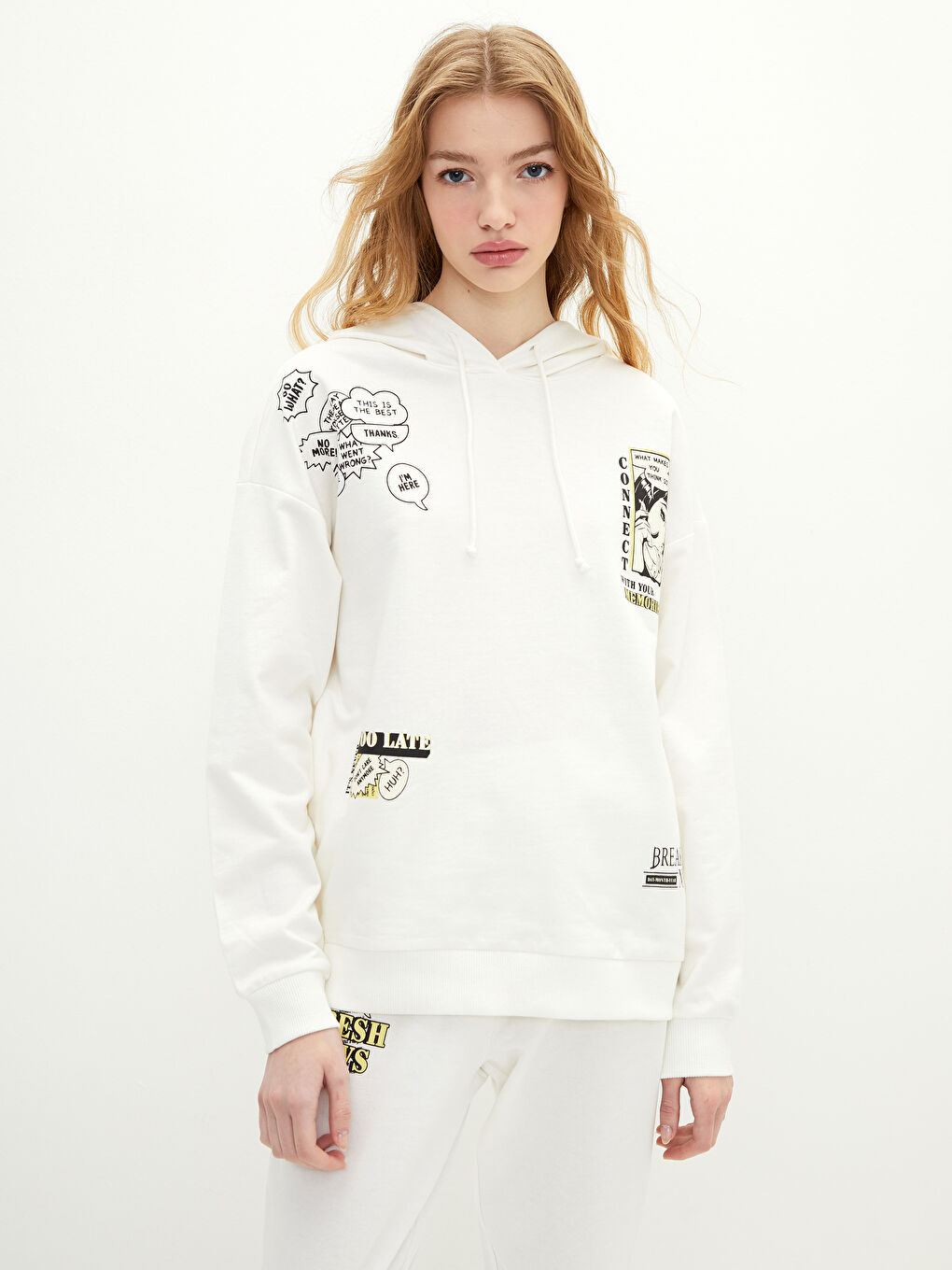 هودي كم طويل مطبوع للسيدات-5