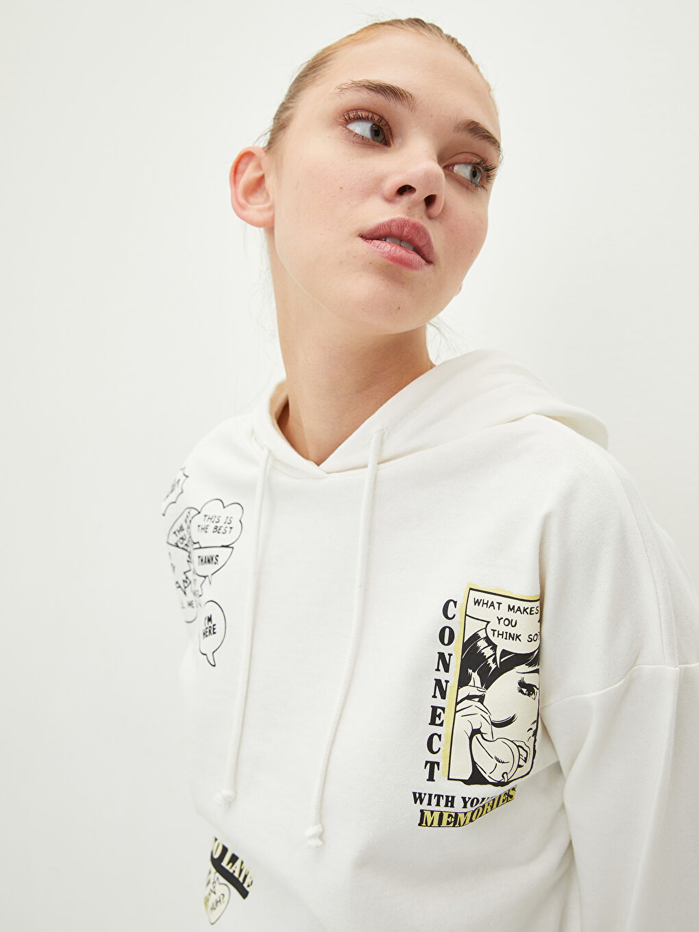 هودي كم طويل مطبوع للسيدات