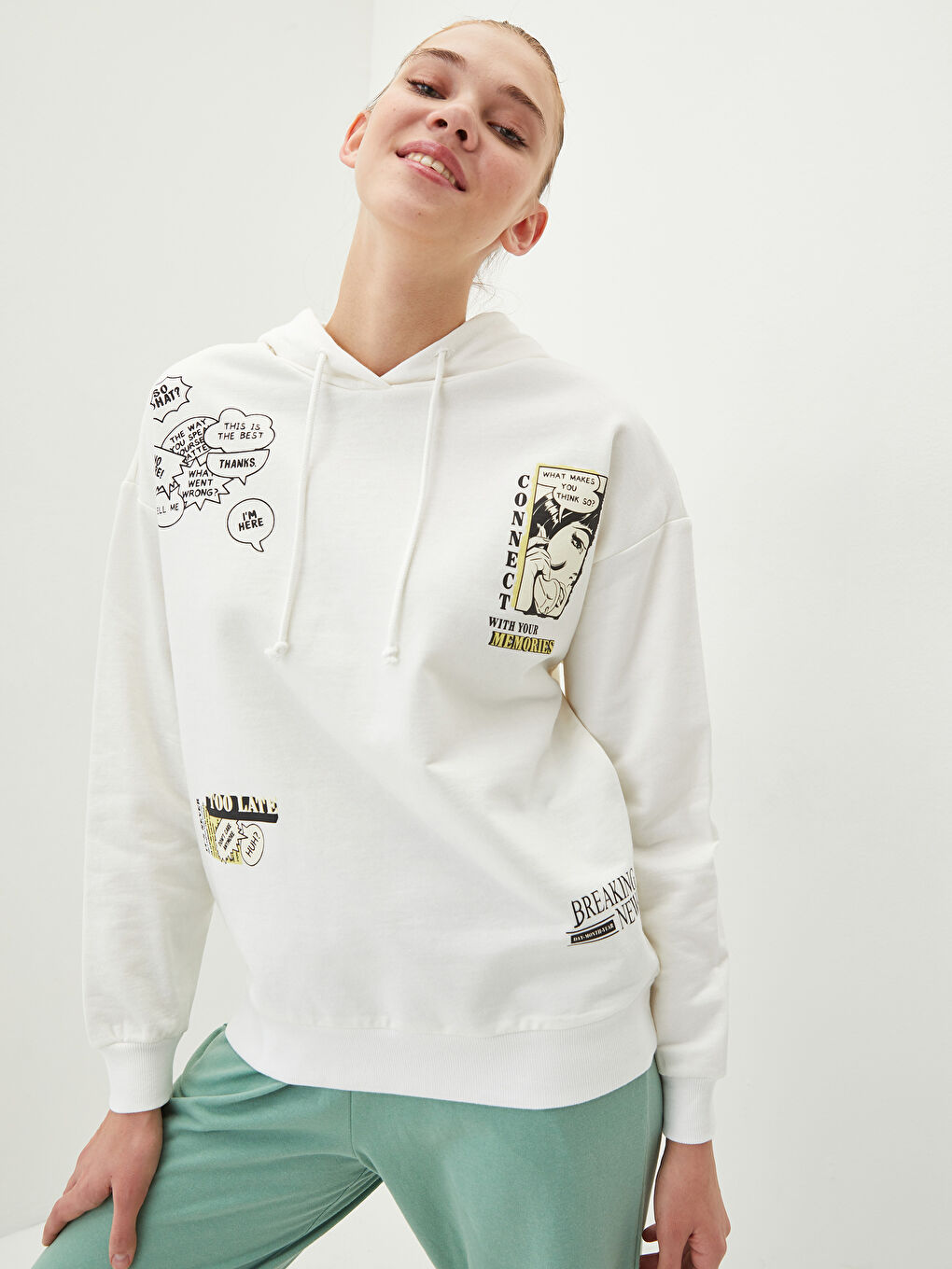 هودي كم طويل مطبوع للسيدات-2