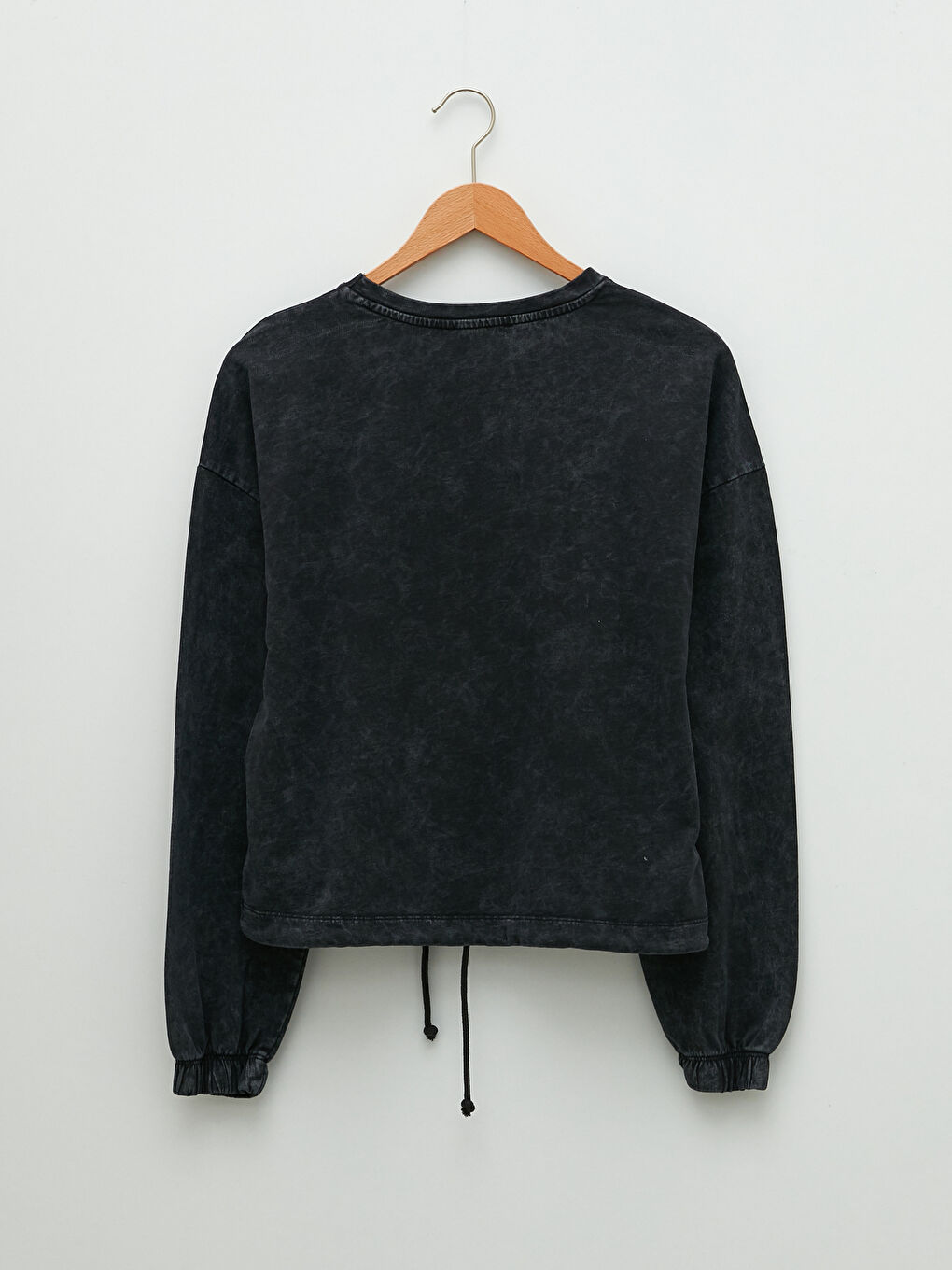 Antrasit Bisiklet Yaka Baskılı Uzun Kollu Kadın Sweatshirt-7