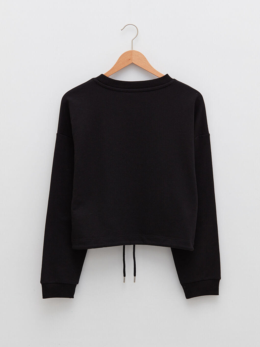 Siyah Bisiklet Yaka Baskılı Uzun Kollu Kadın Sweatshirt-6