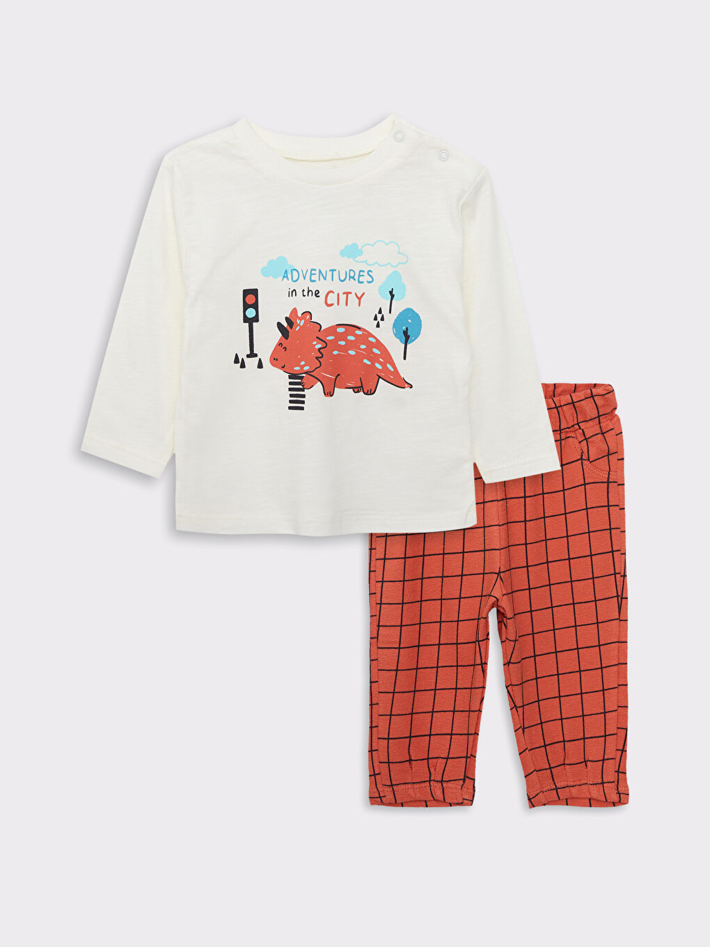 Crew Neck Long Sleeve Printed Cotton Baby Boy T-Shirt and Trousers 2-Piece Set -S2CA89Z1-FDU
